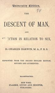 Cover of The Descent of Man by Charles Darwin