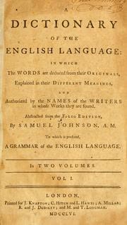 Cover of A Dictionary of the English Language