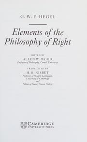 Cover of Elements of the Philosophy of Right