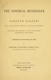 Cover of Sidereus Nuncius by Galileo Galilei