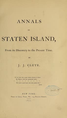 Cover of Annals of Staten Island