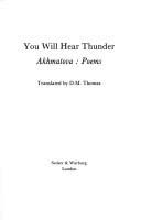 Cover of You Will Hear Thunder by Anna Akhmatova