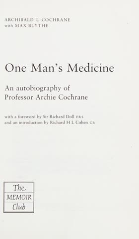 Cover of One Man's Medicine: An Autobiography by Archie Cochrane